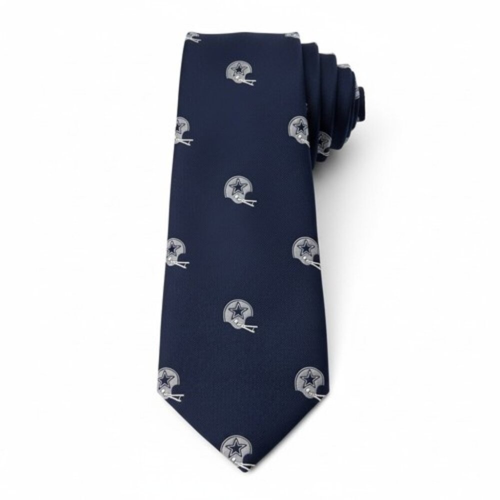 Vintage Dallas Cowboys Neck Tie Football NFL Licensed Blue Helmet Print